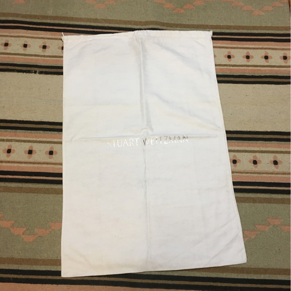 Stuart Weitzman extra large White drawstring dustbag silver logo dust bag